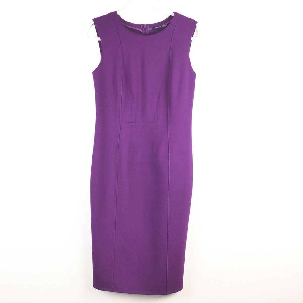Magaschoni Wool Sheath Purple Sleeveless Dress 4